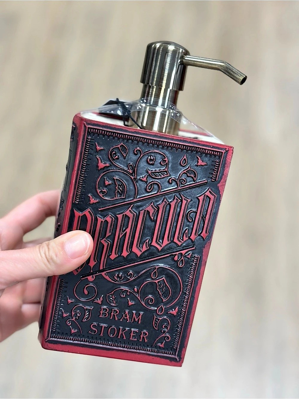 Dracula by Bram Stoker Book-Shaped Soap Dispenser Red & Black New